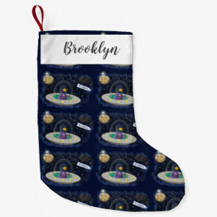 Cute happy fish ufo space cartoon illustration small christmas stocking