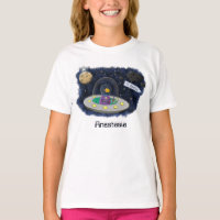 Cute happy fish ufo space cartoon illustration