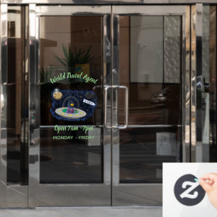 Cute happy fish ufo space cartoon illustration window cling