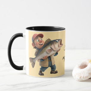 Cute/Happy Fisherman w/a Big Fish Magic Coffee Mug