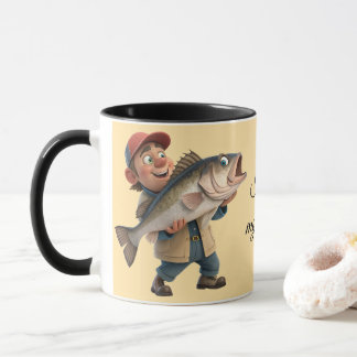 Cute/Happy Fisherman w/a Big Fish Magic Coffee Mug