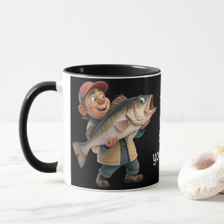 Cute/Happy Fisherman w/a Big Fish Magic Coffee Mug