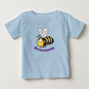 Cute happy flying bee yellow cartoon illustration baby T-Shirt