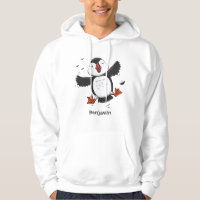 Cute happy flying puffin blue cartoon illustration