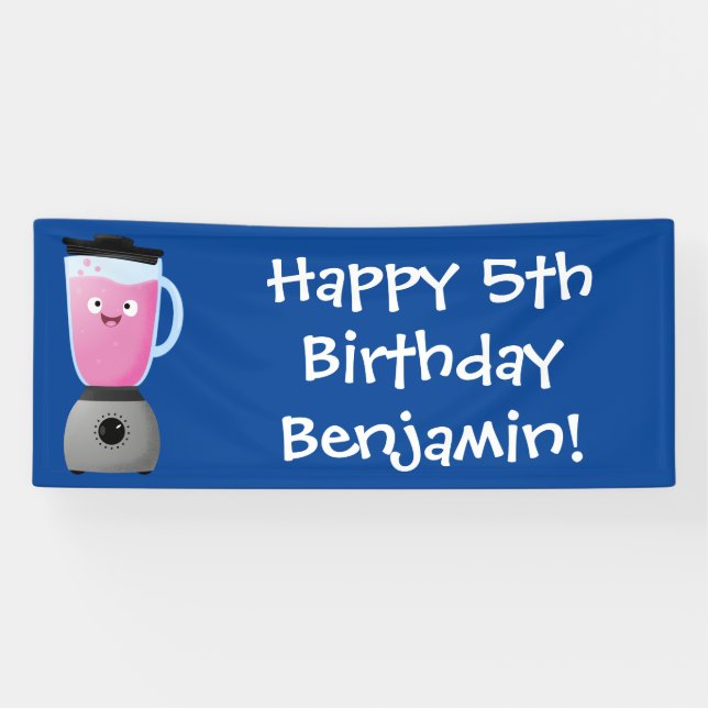 Cute happy food blender kitchen appliance cartoon banner (Horizontal)