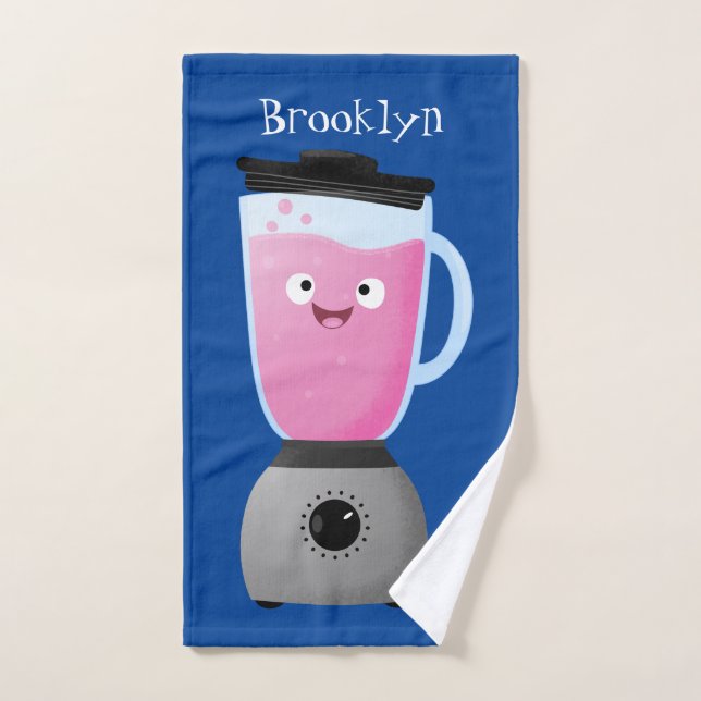 Cute happy food blender kitchen appliance cartoon bath towel set (Hand Towel)