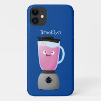 Cute happy food blender kitchen appliance cartoon