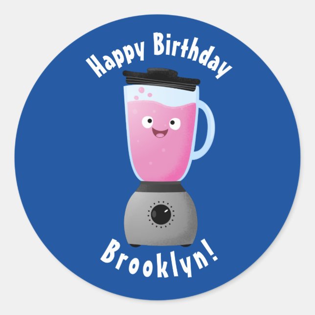Cute happy food blender kitchen appliance cartoon classic round sticker (Front)