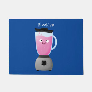 Cute happy food blender kitchen appliance cartoon doormat