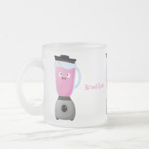 Cute happy food blender kitchen appliance cartoon frosted glass coffee mug