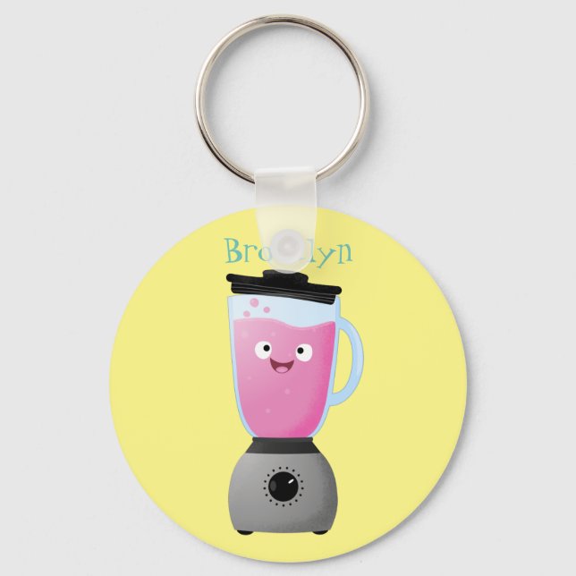 Cute happy food blender kitchen appliance cartoon key ring (Front)