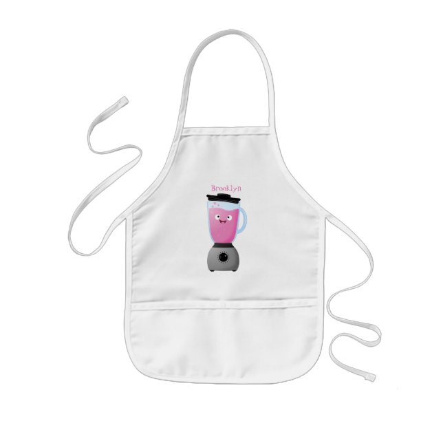 Cute happy food blender kitchen appliance cartoon kids apron (Front)