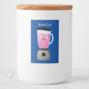 Cute happy food blender kitchen appliance cartoon label