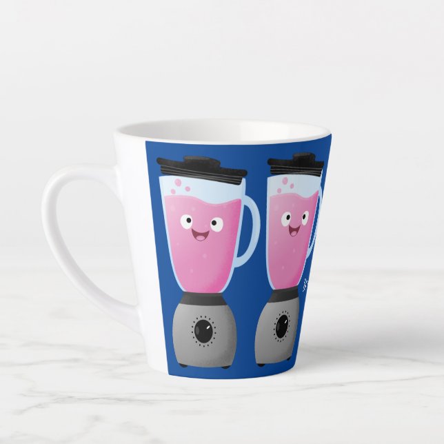 Cute happy food blender kitchen appliance cartoon latte mug (Left)