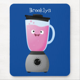 Cute happy food blender kitchen appliance cartoon mouse mat