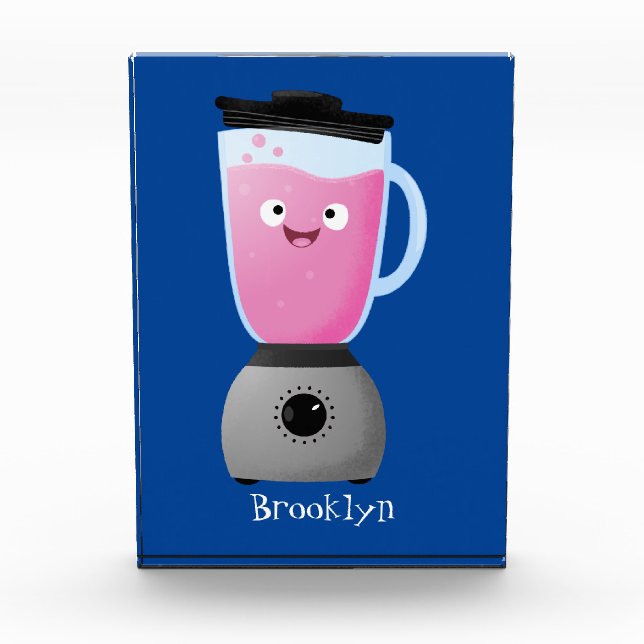Cute happy food blender kitchen appliance cartoon photo block (Front)