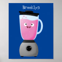 Cute happy food blender kitchen appliance cartoon