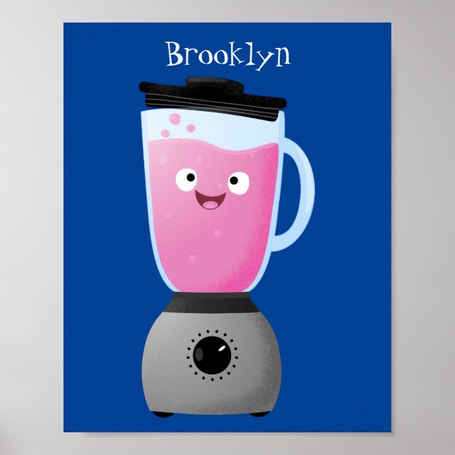 Cute happy food blender kitchen appliance cartoon poster (Front)