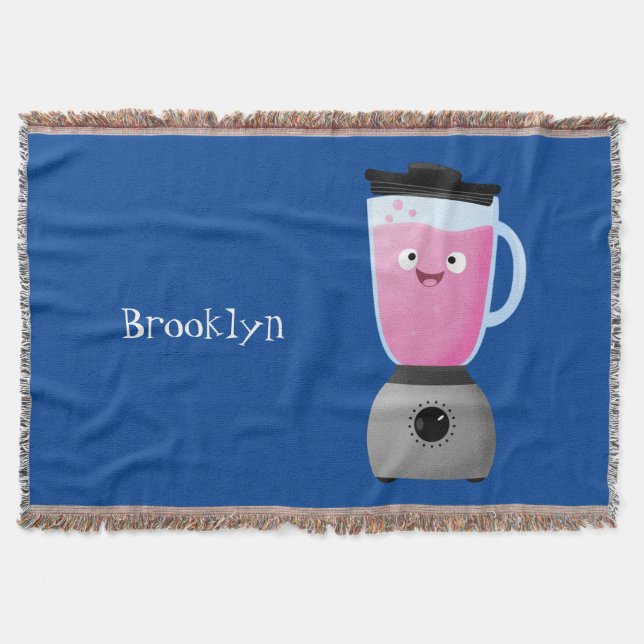 Cute happy food blender kitchen appliance cartoon throw blanket (Front)