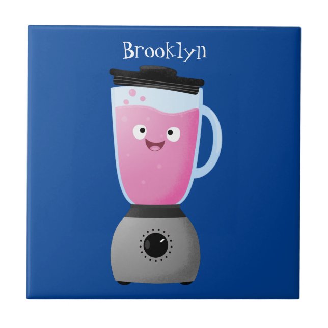 Cute happy food blender kitchen appliance cartoon tile (Front)