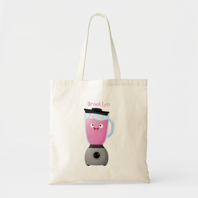 Cute happy food blender kitchen appliance cartoon tote bag (Front)