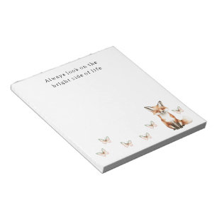 Cute Happy Fox Bright Side Butterflies   Notepad