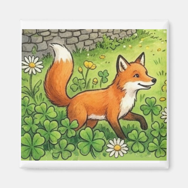 Cute Happy Fox Magnet (Front)