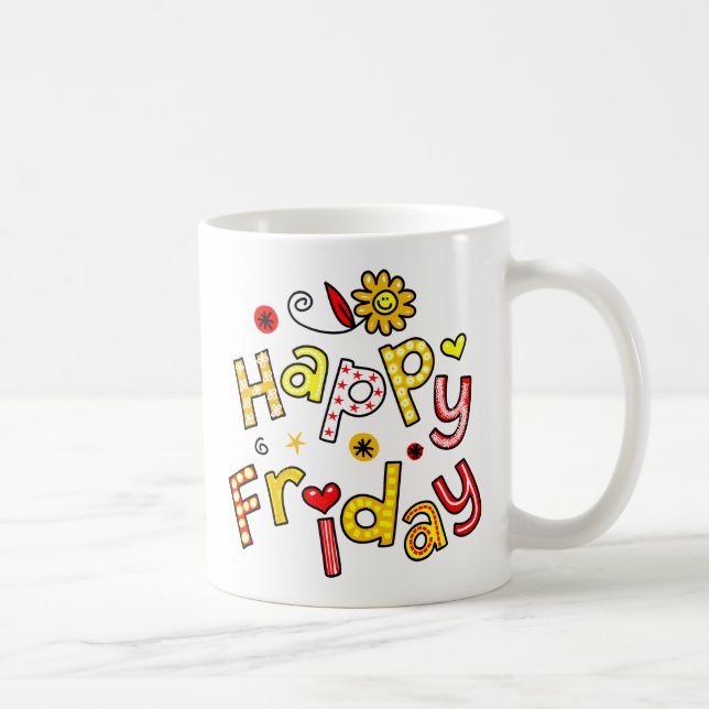 Cute Happy Friday Week Greeting Text Expression Coffee Mug (Right)