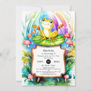 Cute Happy Frog Birthday Invitation