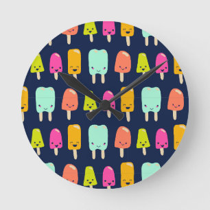 Cute Happy Fruit Popsicle Kawaii Faces Trivet Round Clock