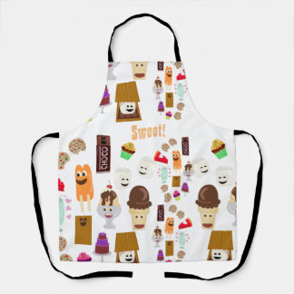 Cute Happy Fun Dessert Cartoon Pattern Apron