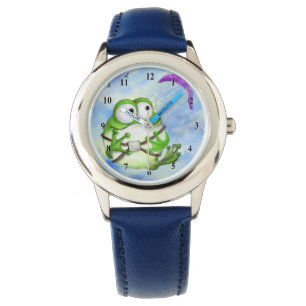 Cute Happy Funny Frog Paraglider - Cartoon Drawing Watch