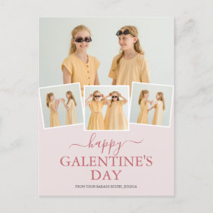 Cute Happy Galentines day bestie Photo Collage Holiday Postcard