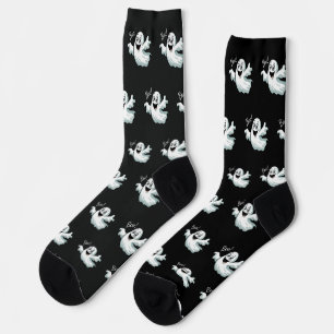Cute Happy Ghost Black Socks