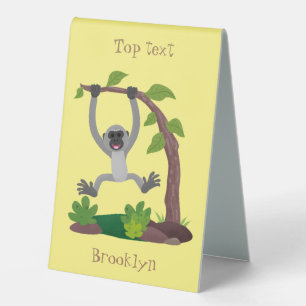 Cute happy gibbon ape cartoon illustration