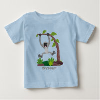 Cute happy gibbon ape cartoon illustration