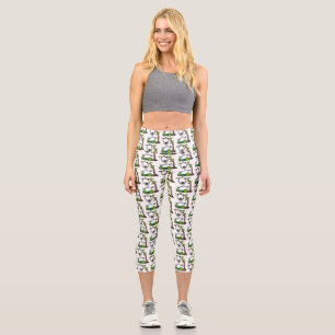 Cute happy gibbon ape cartoon illustration capri leggings