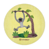 Cute happy gibbon ape cartoon illustration