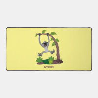 Cute happy gibbon ape cartoon illustration