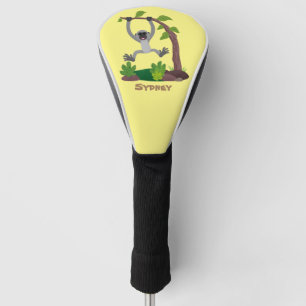 Cute happy gibbon ape cartoon illustration golf head cover