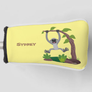Cute happy gibbon ape cartoon illustration golf head cover