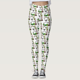 Cute happy gibbon ape cartoon illustration leggings