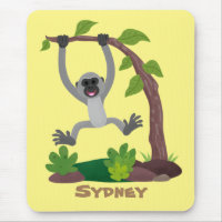 Cute happy gibbon ape cartoon illustration