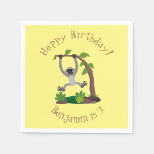 Cute happy gibbon ape cartoon illustration napkin