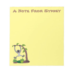 Cute happy gibbon ape cartoon illustration  notepad
