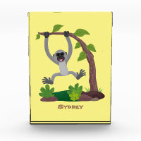 Cute happy gibbon ape cartoon illustration