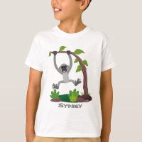 Cute happy gibbon ape cartoon illustration