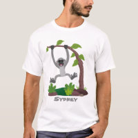Cute happy gibbon ape cartoon illustration