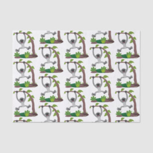 Cute happy gibbon ape cartoon illustration tissue paper