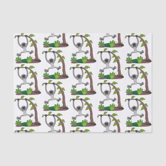Cute happy gibbon ape cartoon illustration tissue paper (Front)